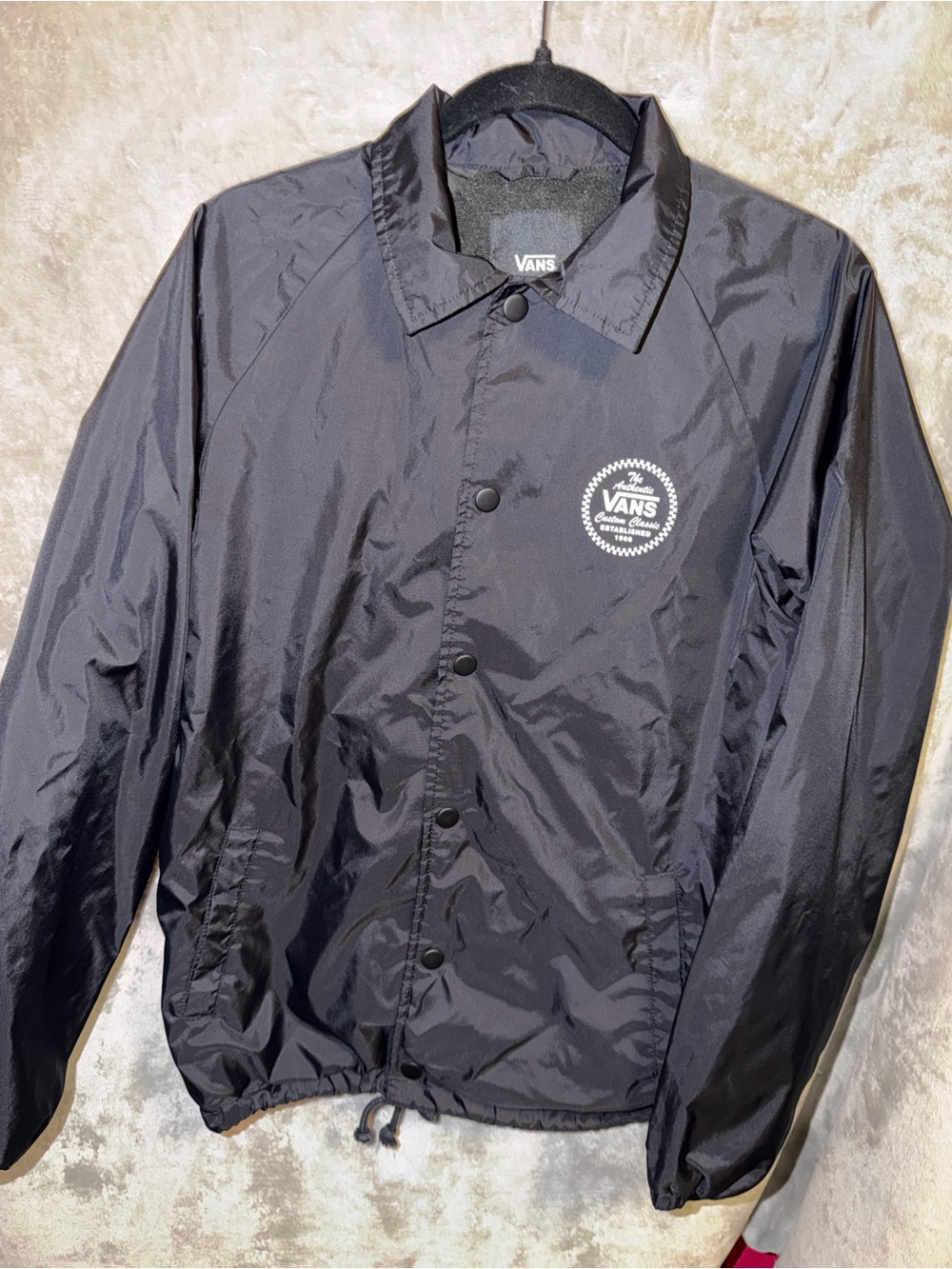 Vans Black Coach Windbreaker Jacket with White Logo